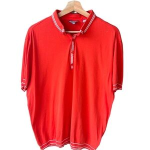 Ted Baker Sporty Orange Polo Shirt Ribbed Knit Trim. Orange. Sz 6=XL